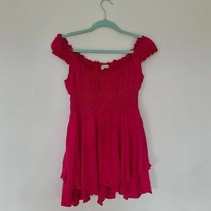 Urban Outfitters Ruffle Romper Dress Red